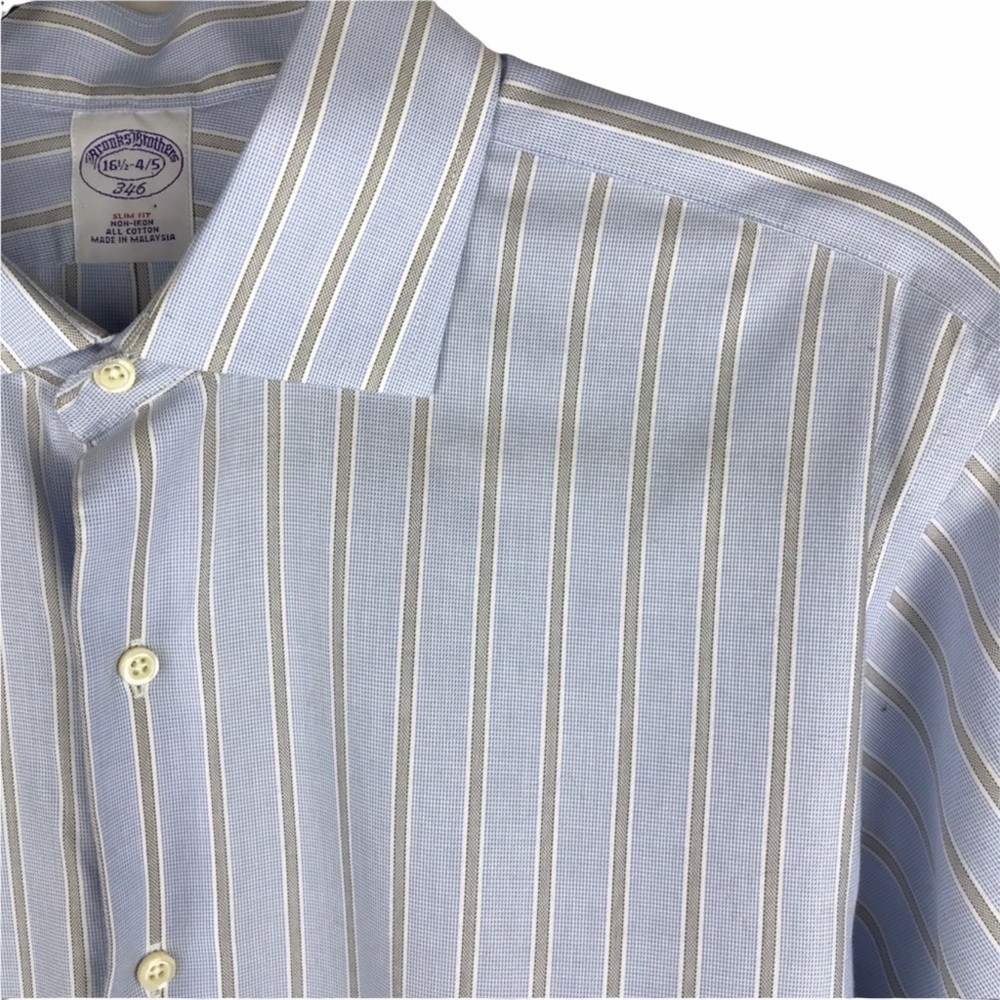 Brooks Brothers Lt Blue Stripe Slim Dress Shirt